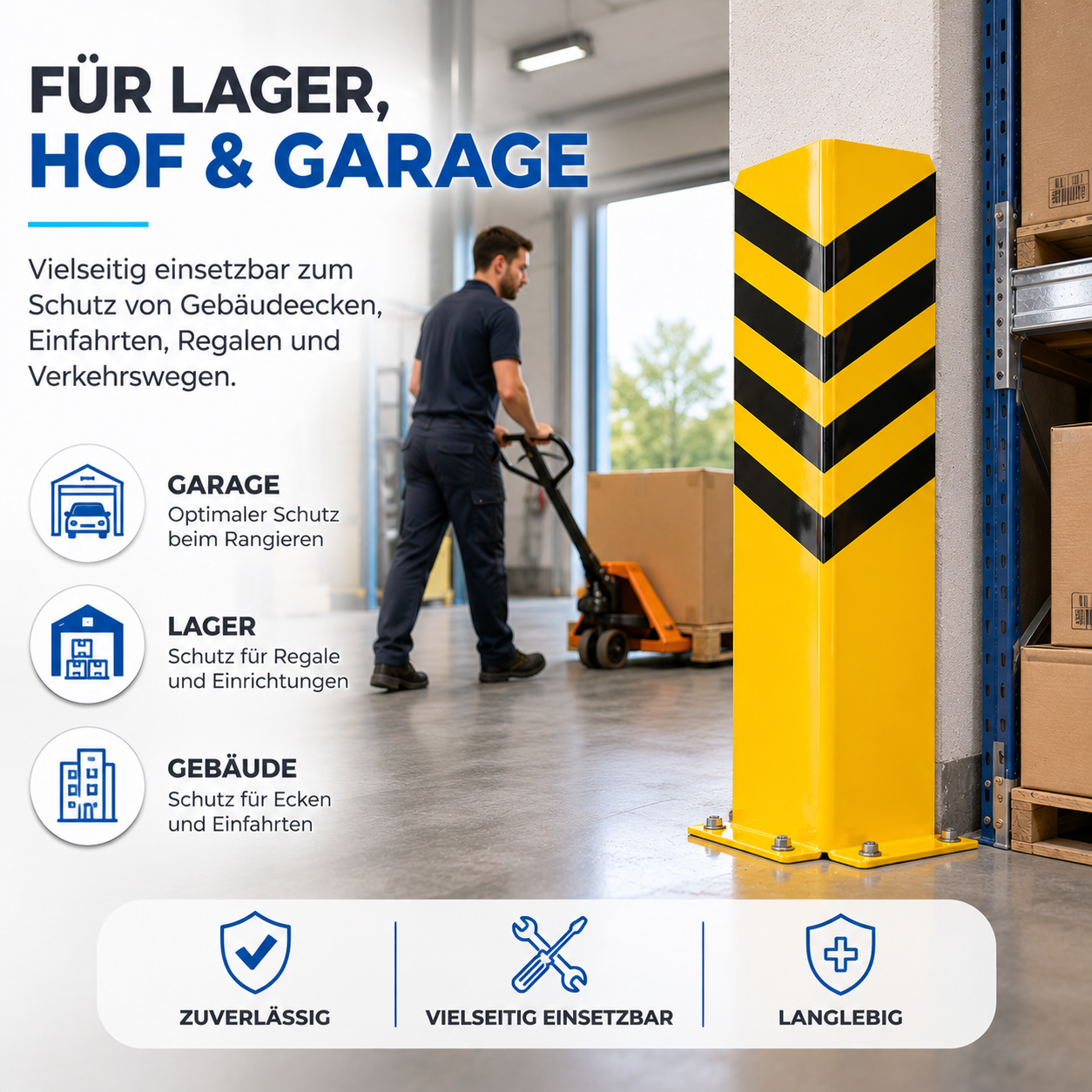 Eckschutz 60 cm - Winkel Rammschutz & Rammecke Anfahrtschutz für Regal & Hochregale & Einfahrt & Hof & Garage (Kopie)