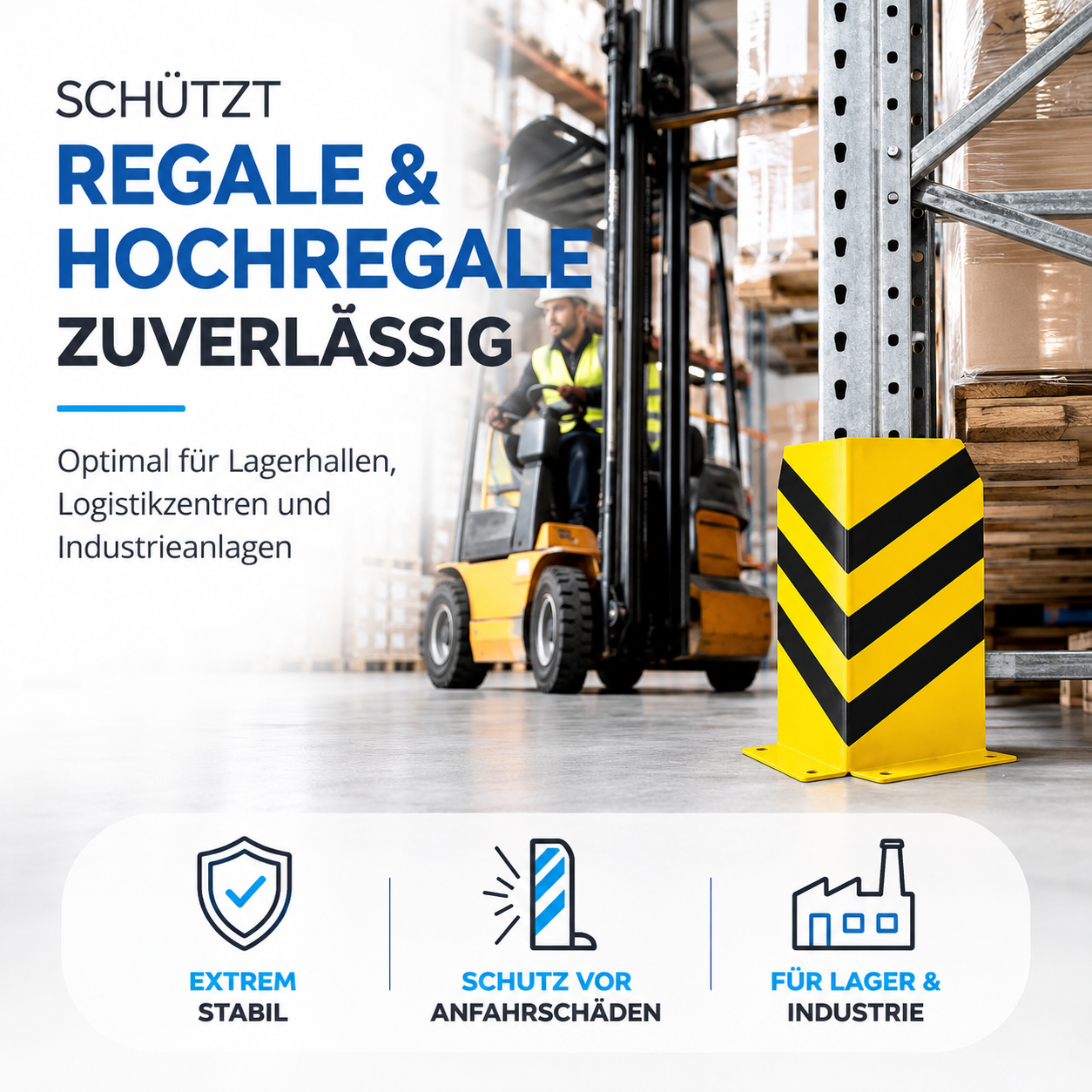 Eckschutz 40 cm - Winkel Rammschutz & Rammecke Anfahrtschutz für Regal & Hochregale & Einfahrt & Hof & Garage