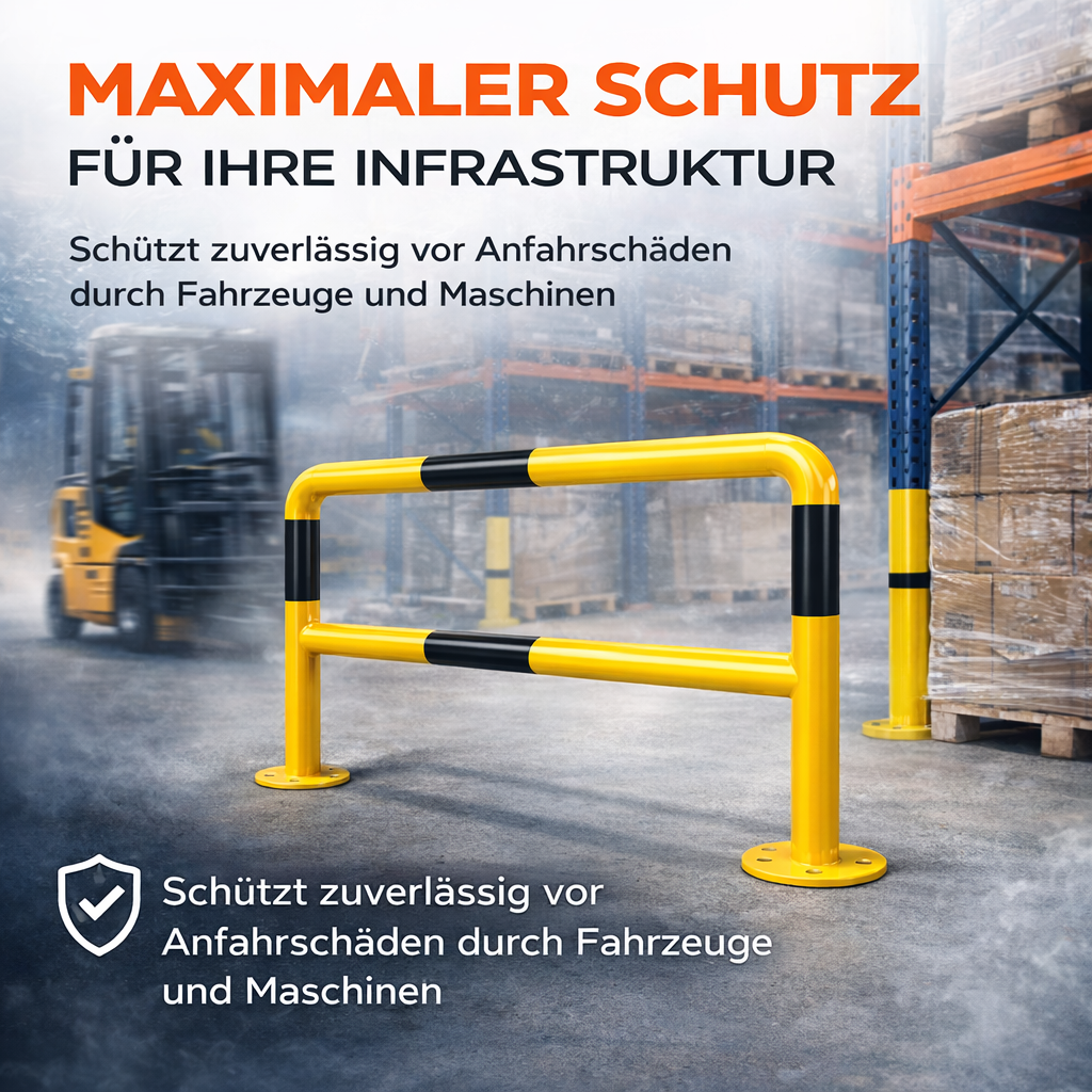 XL-Rammschutzbügel 100 x 100 cm Rammschutzgeländer, aus Stahl, zum Aufdübeln