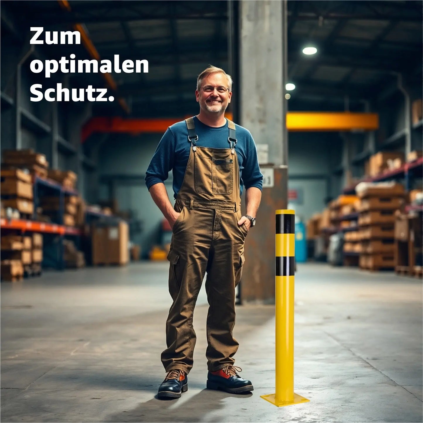 Poller - Rammschutzpfosten - ca. 110 cm Rammschutzpoller, Ø 108 mm Absperrpfosten XL für Garage & Hof Lagerschutz.com