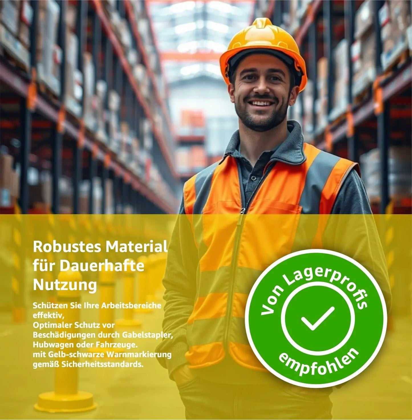 Poller - Rammschutzpfosten - ca. 110 cm Rammschutzpoller, Ø 108 mm Absperrpfosten XL für Garage & Hof Lagerschutz.com
