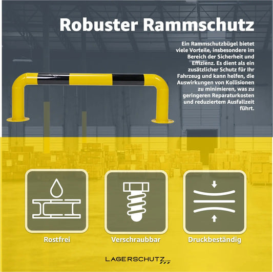 Rammschutzbügel 100 cm flach, Rammschutzgeländer, aus Stahl, zum Aufdübeln Lagerschutz.com