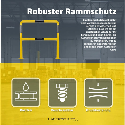 XL-Rammschutzbügel 100 x 100 cm Rammschutzgeländer, aus Stahl, zum Aufdübeln Lagerschutz.com
