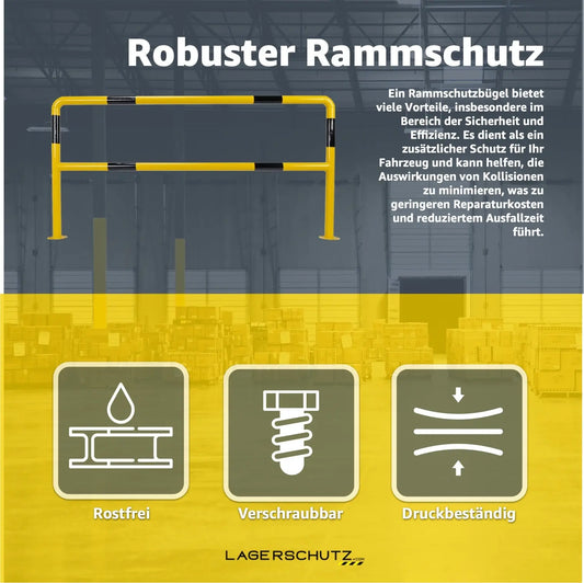 XL-Rammschutzbügel 200 x 100 cm Rammschutzgeländer, aus Stahl, zum Aufdübeln Lagerschutz.com