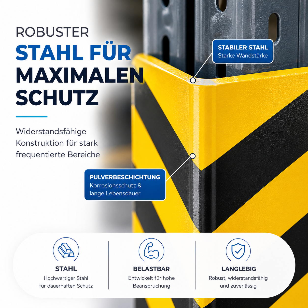 Eckschutz 60 cm - Winkel Rammschutz & Rammecke Anfahrtschutz für Regal & Hochregale & Einfahrt & Hof & Garage (Kopie)