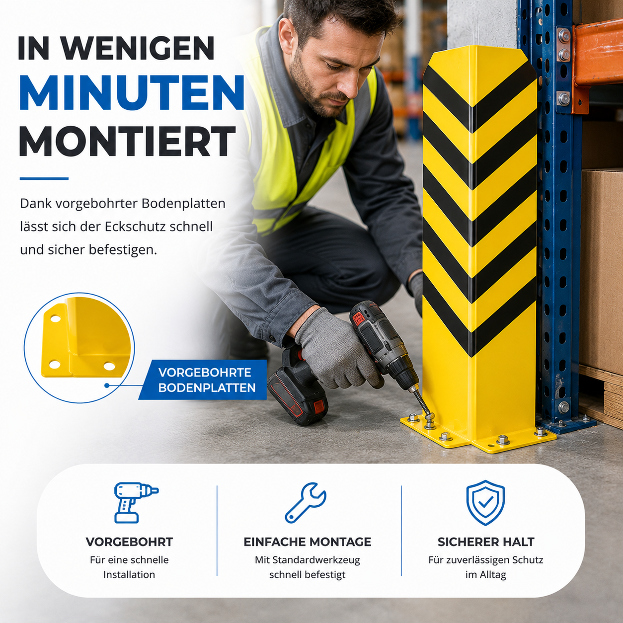 Eckschutz 80 cm - Winkel Rammschutz & Rammecke Anfahrtschutz für Regal & Hochregale & Einfahrt & Hof & Garage (Kopie) (Kopie)
