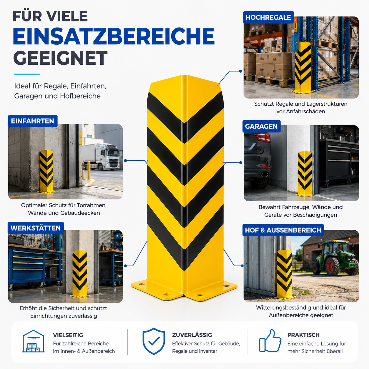 Eckschutz 80 cm - Winkel Rammschutz & Rammecke Anfahrtschutz für Regal & Hochregale & Einfahrt & Hof & Garage (Kopie) (Kopie)