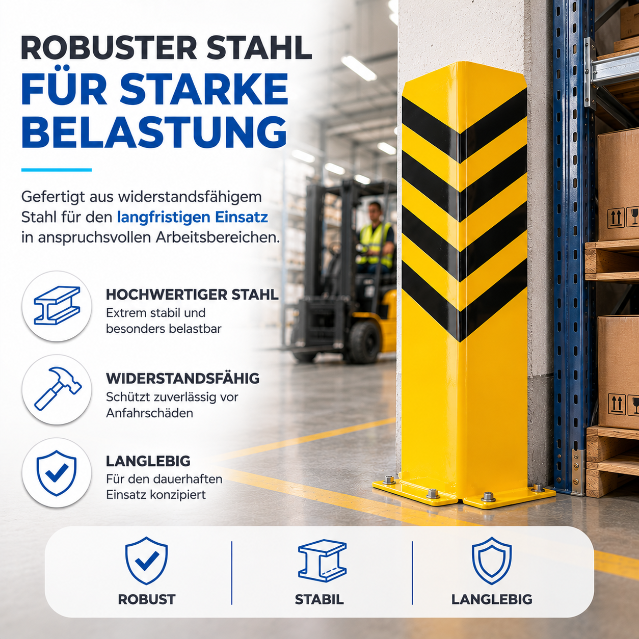 Eckschutz 60 cm - Winkel Rammschutz & Rammecke Anfahrtschutz für Regal & Hochregale & Einfahrt & Hof & Garage (Kopie)