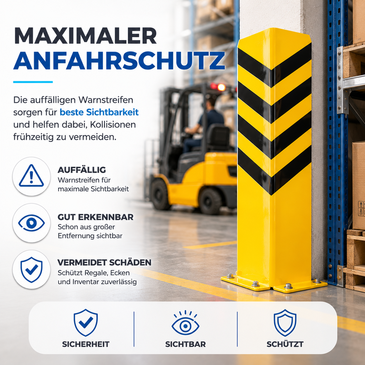 Eckschutz 60 cm - Winkel Rammschutz & Rammecke Anfahrtschutz für Regal & Hochregale & Einfahrt & Hof & Garage (Kopie)