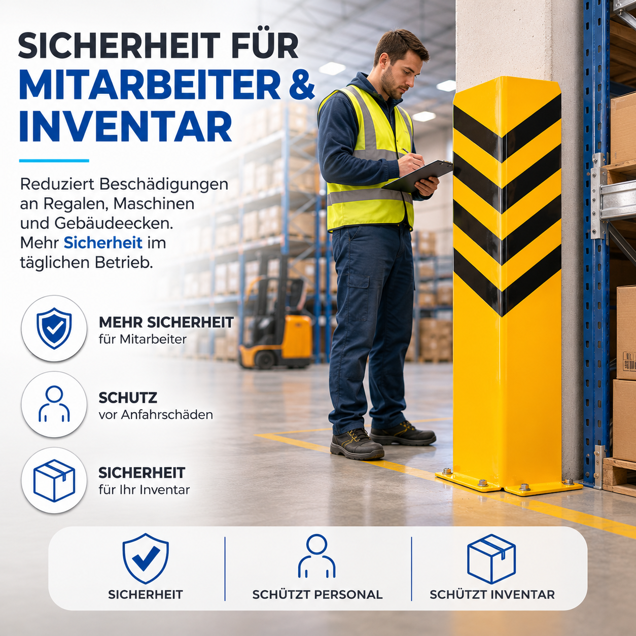 Eckschutz 80 cm - Winkel Rammschutz & Rammecke Anfahrtschutz für Regal & Hochregale & Einfahrt & Hof & Garage (Kopie) (Kopie)