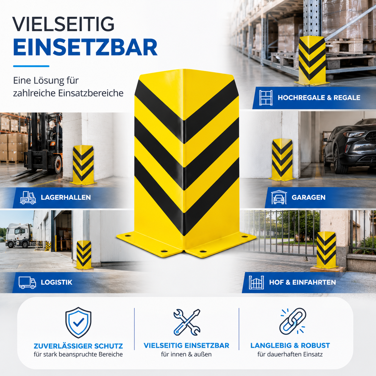 Eckschutz 40 cm - Winkel Rammschutz & Rammecke Anfahrtschutz für Regal & Hochregale & Einfahrt & Hof & Garage