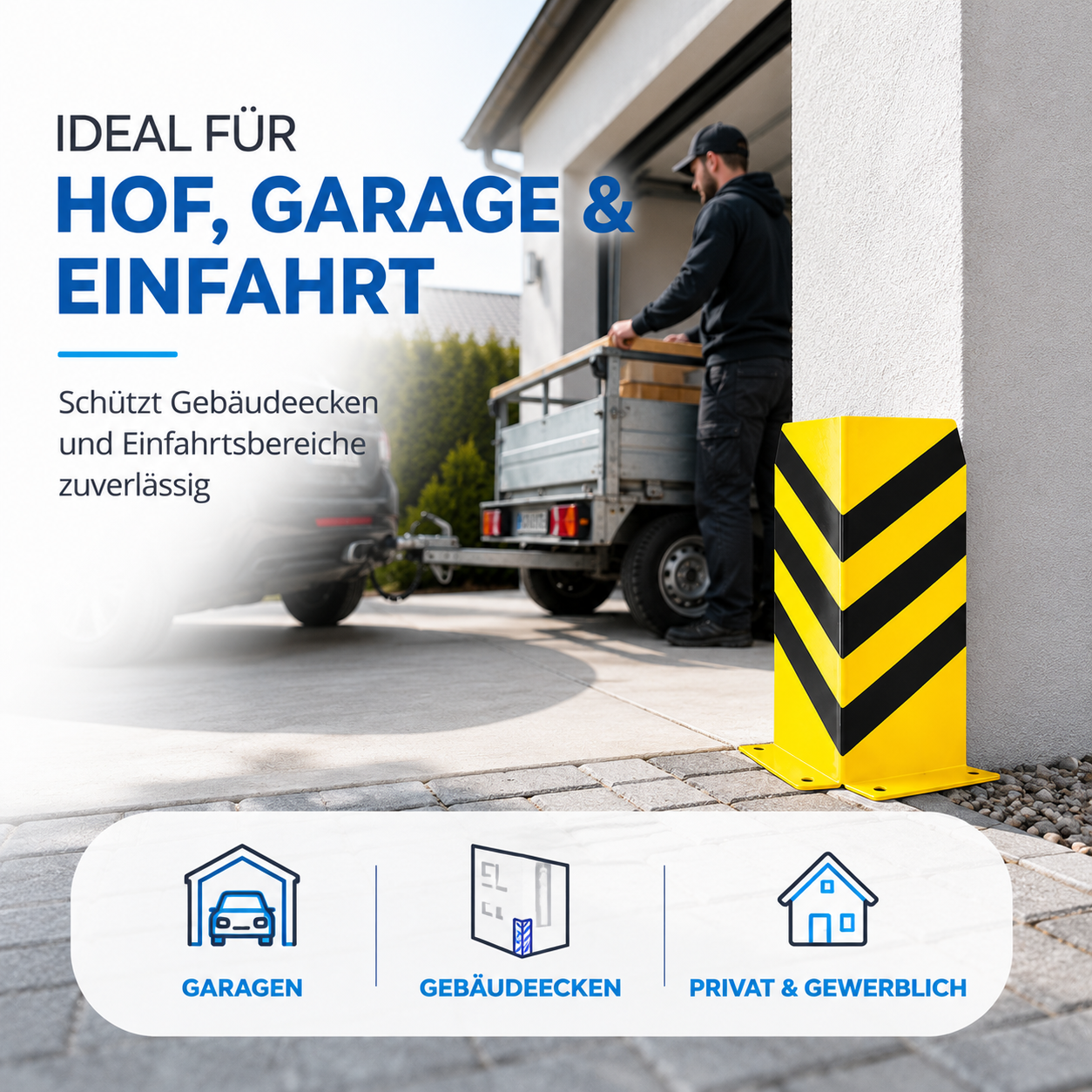 Eckschutz 40 cm - Winkel Rammschutz & Rammecke Anfahrtschutz für Regal & Hochregale & Einfahrt & Hof & Garage
