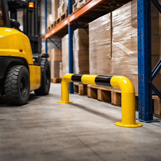 Rammschutzbügel 100 cm flach, Rammschutzgeländer, aus Stahl, zum Aufdübeln