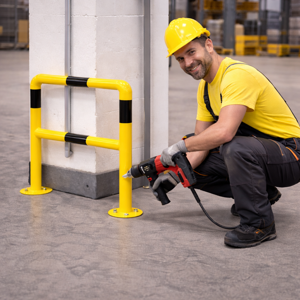 XL-Rammschutzbügel 100 x 100 cm Rammschutzgeländer, aus Stahl, zum Aufdübeln