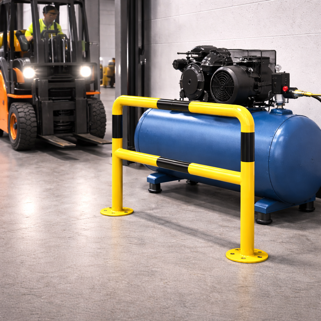 XL-Rammschutzbügel 100 x 100 cm Rammschutzgeländer, aus Stahl, zum Aufdübeln