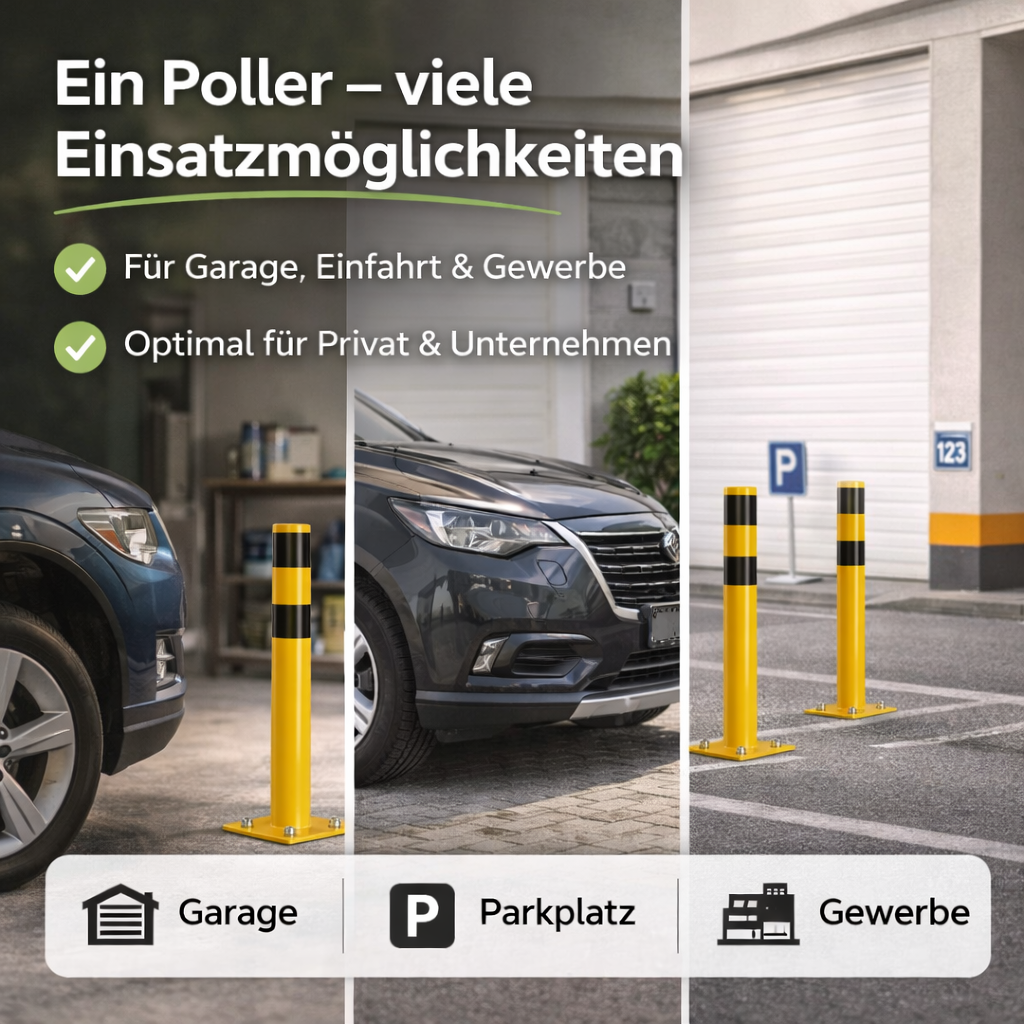 Poller - Rammschutzpfosten - ca. 110 cm Rammschutzpoller, Ø 60 mm Absperrpfosten XL für Garage & Hof