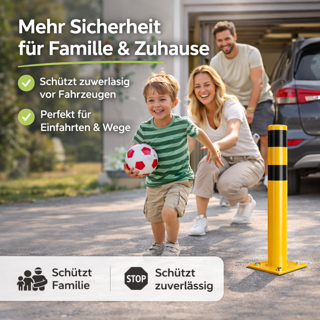 Poller - Rammschutzpfosten - ca. 110 cm Rammschutzpoller, Ø 60 mm Absperrpfosten XL für Garage & Hof