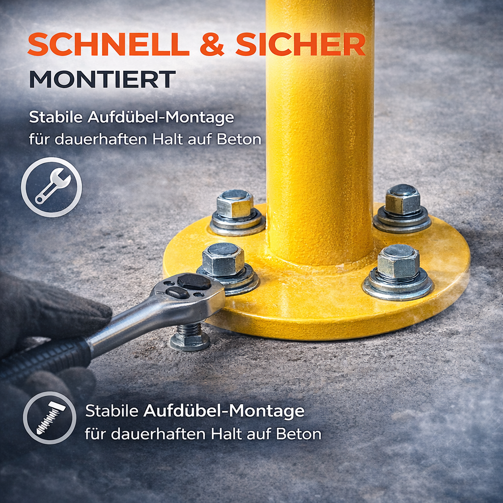 XL-Rammschutzbügel 100 x 100 cm Rammschutzgeländer, aus Stahl, zum Aufdübeln
