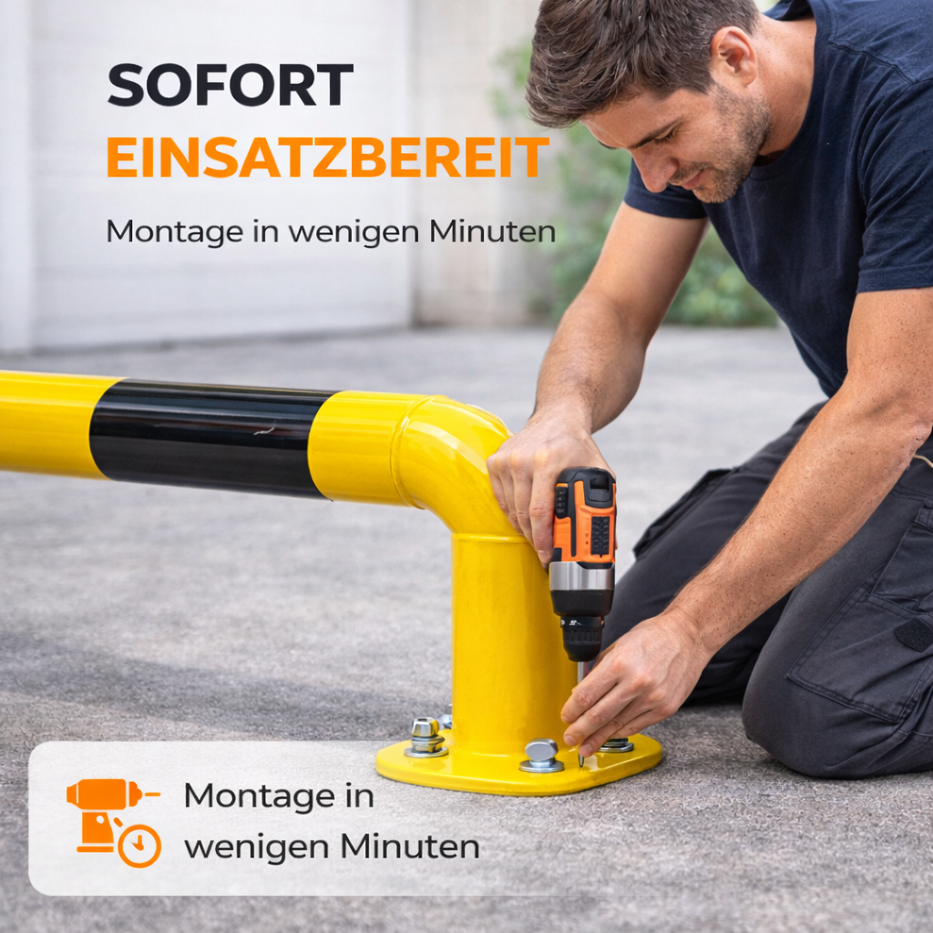 Rammschutzbügel 100 cm flach, Rammschutzgeländer, aus Stahl, zum Aufdübeln