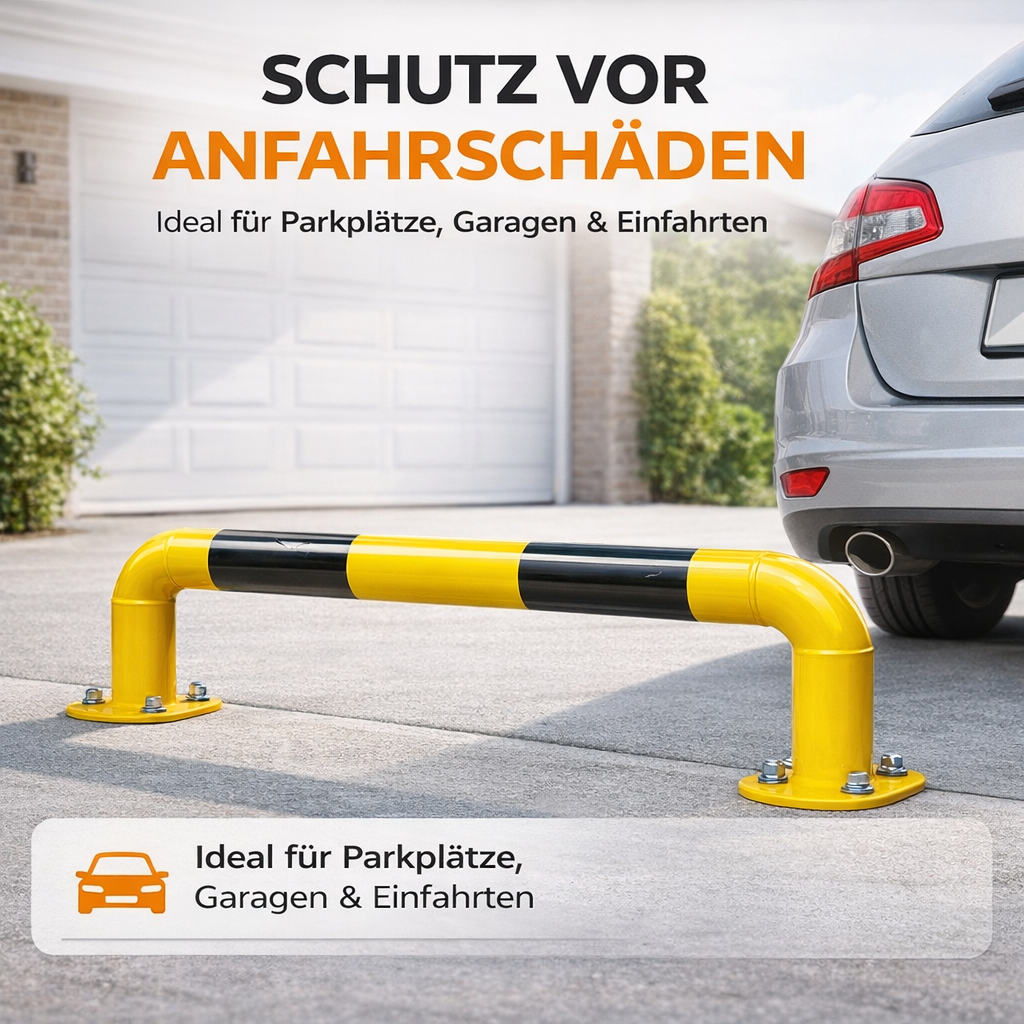 Rammschutzbügel 100 cm flach, Rammschutzgeländer, aus Stahl, zum Aufdübeln