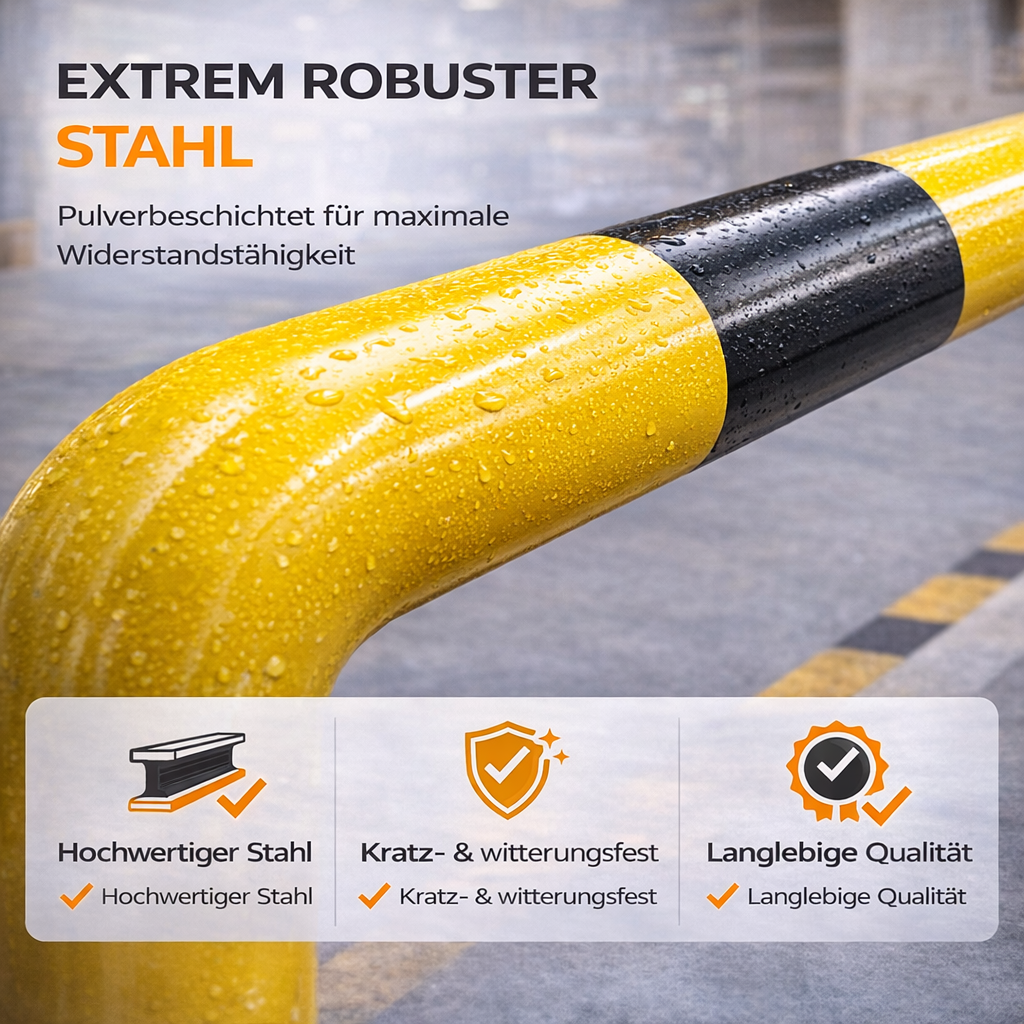 Rammschutzbügel 100 cm flach, Rammschutzgeländer, aus Stahl, zum Aufdübeln