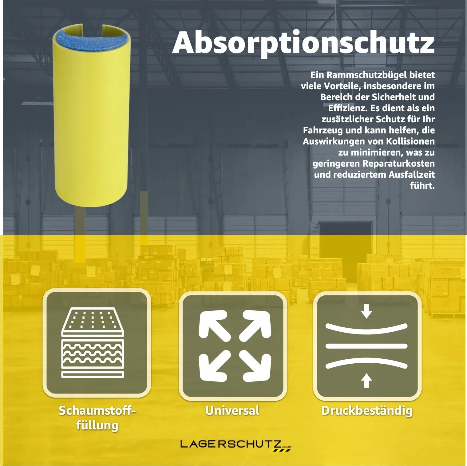 Eckschutz für Regale - zum Schutz für Regale, Hochregale vor Hubwagen & Gabelstapler Lagerschutz.com