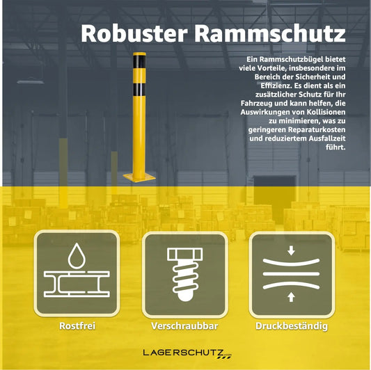 Poller - Rammschutzpfosten - ca. 110 cm Rammschutzpoller, Ø 108 mm Absperrpfosten XL für Garage & Hof Lagerschutz.com