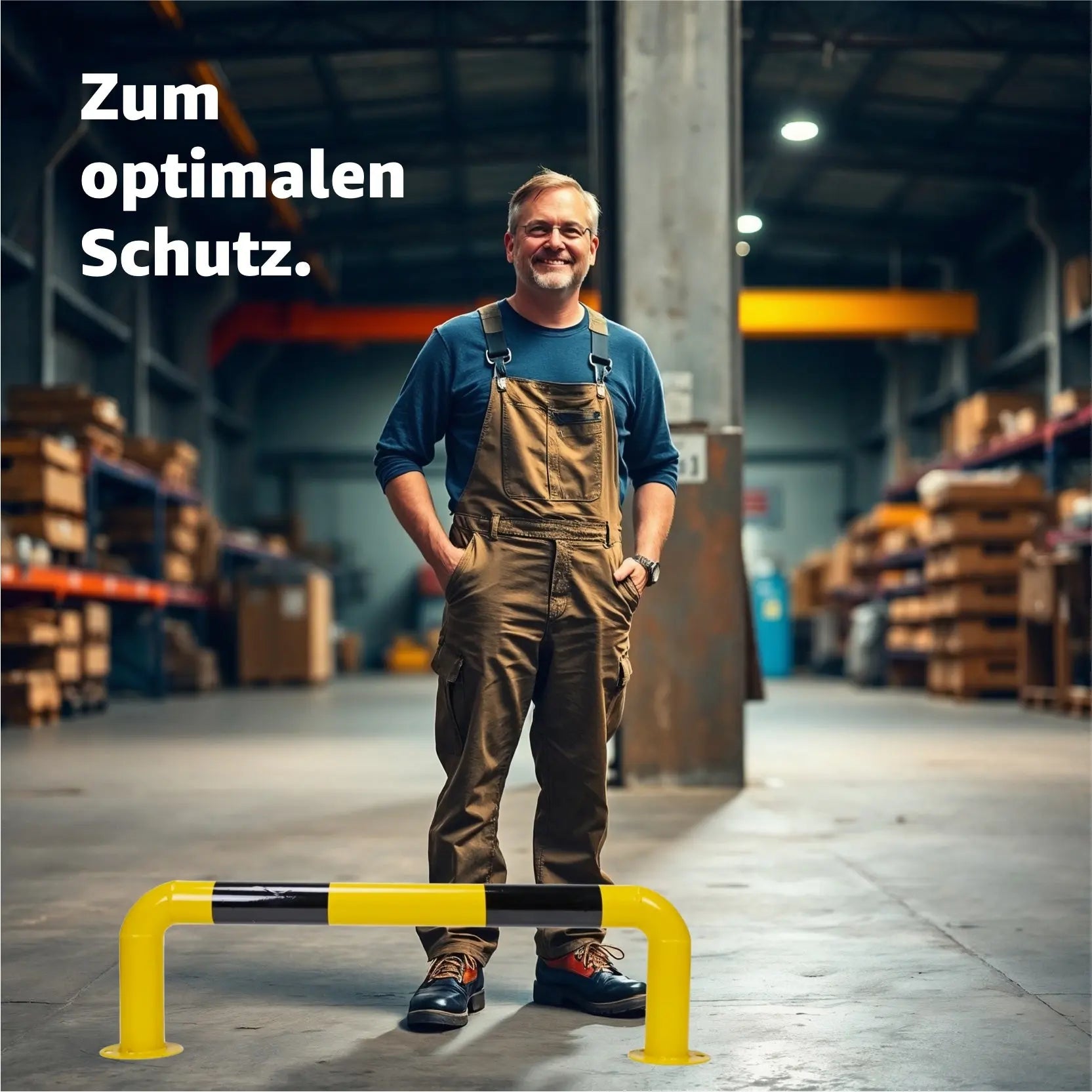Rammschutzbügel 100 cm flach, Rammschutzgeländer, aus Stahl, zum Aufdübeln Lagerschutz.com