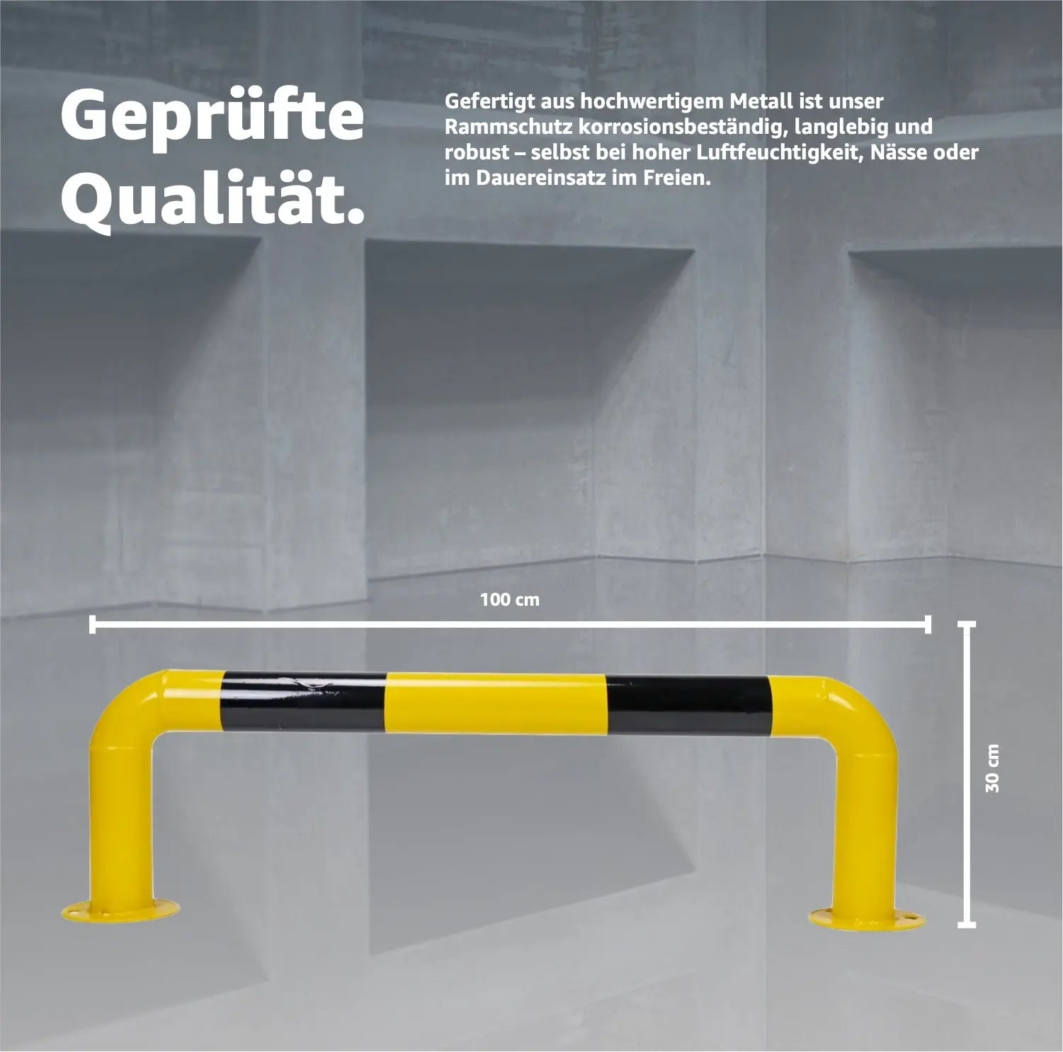 Rammschutzbügel 100 cm flach, Rammschutzgeländer, aus Stahl, zum Aufdübeln Lagerschutz.com