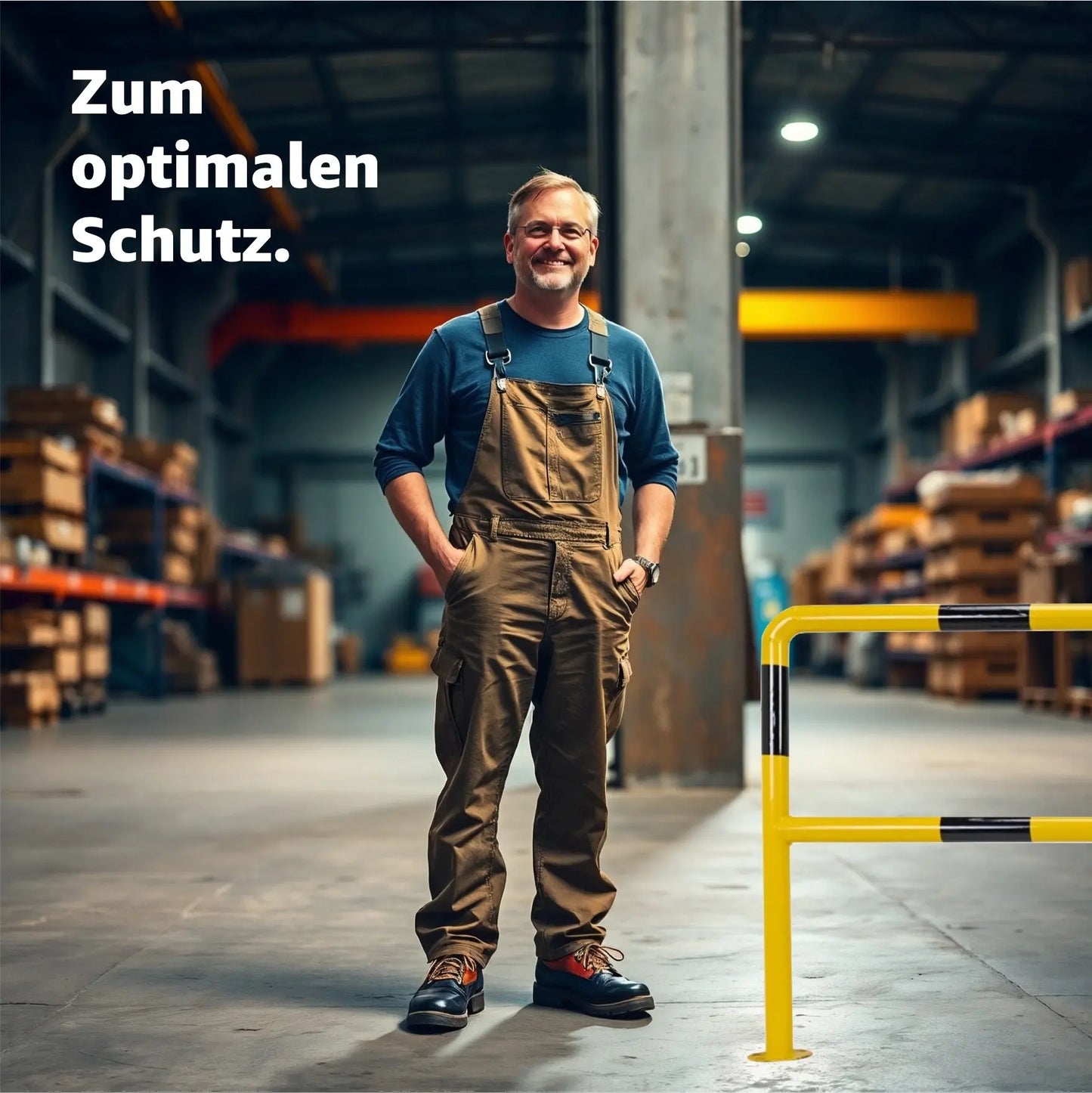 XL-Rammschutzbügel 100 x 100 cm Rammschutzgeländer, aus Stahl, zum Aufdübeln Lagerschutz.com
