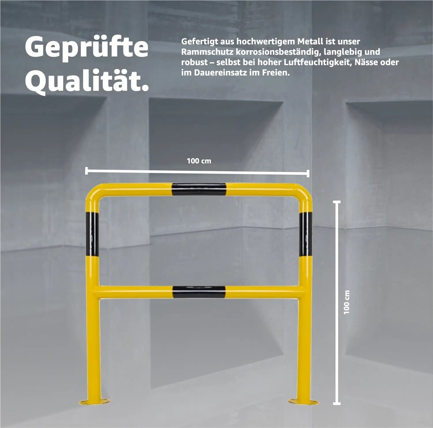 XL-Rammschutzbügel 100 x 100 cm Rammschutzgeländer, aus Stahl, zum Aufdübeln Lagerschutz.com