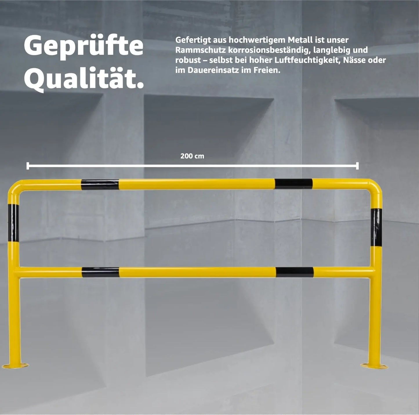 XL-Rammschutzbügel 200 x 100 cm Rammschutzgeländer, aus Stahl, zum Aufdübeln Lagerschutz.com