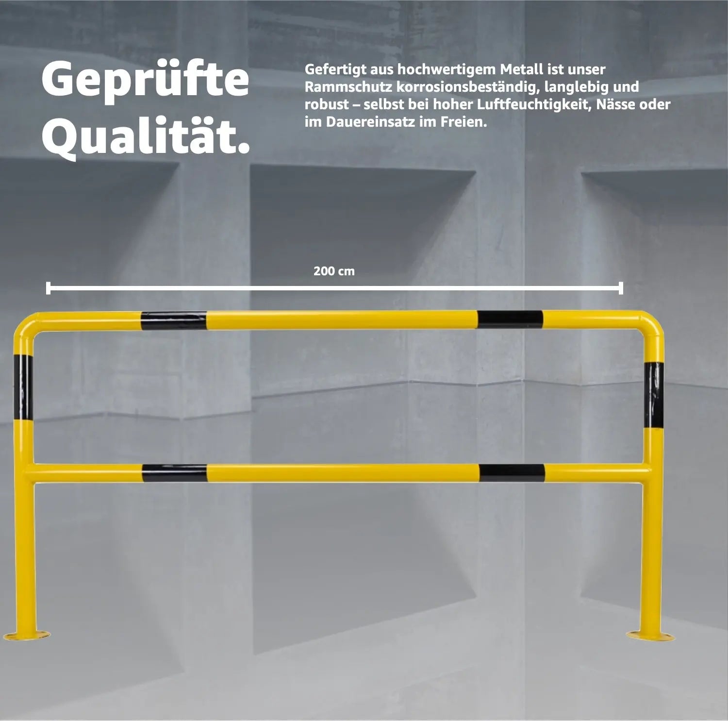 XL-Rammschutzbügel 200 x 100 cm Rammschutzgeländer, aus Stahl, zum Aufdübeln Lagerschutz.com