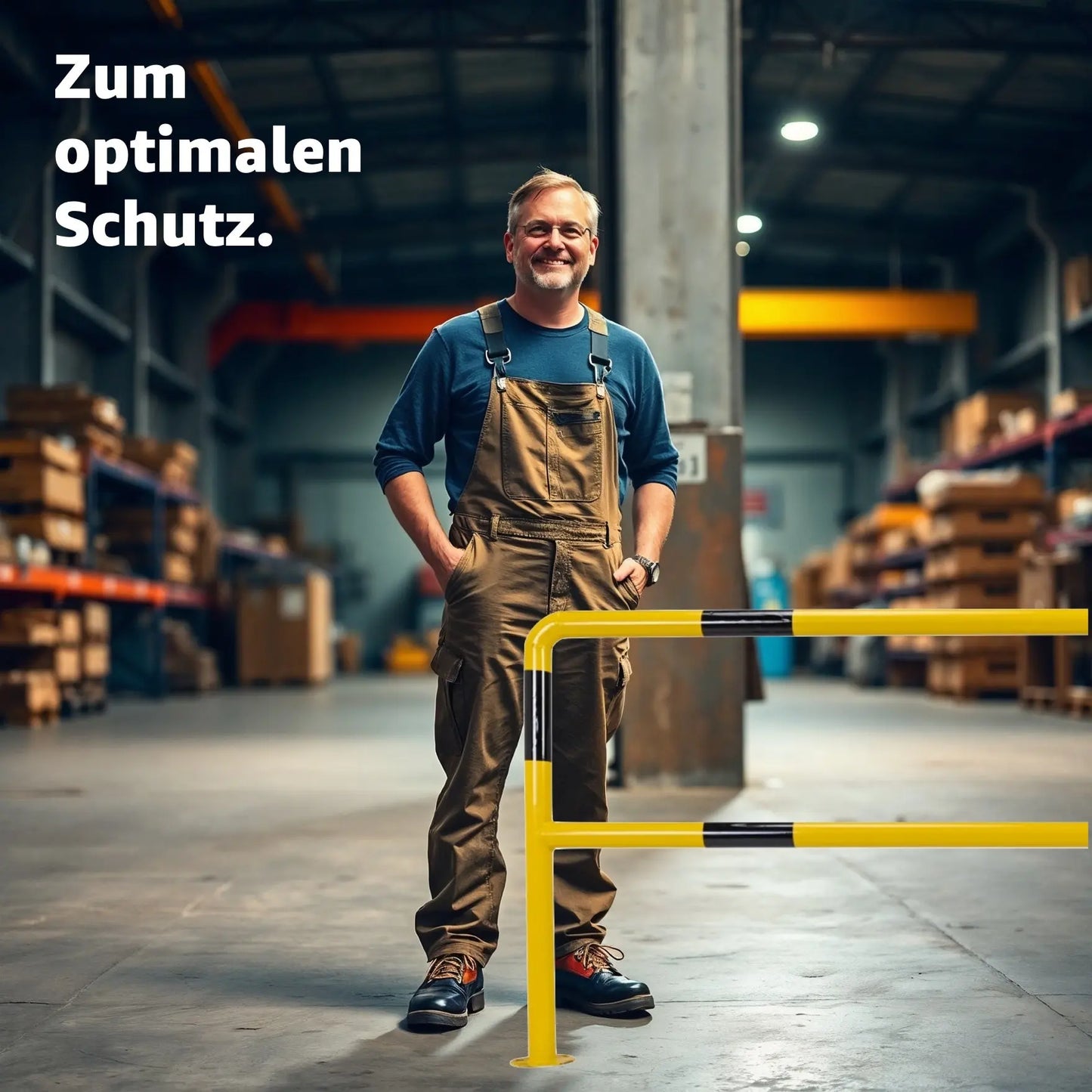 XL-Rammschutzbügel 200 x 100 cm Rammschutzgeländer, aus Stahl, zum Aufdübeln Lagerschutz.com
