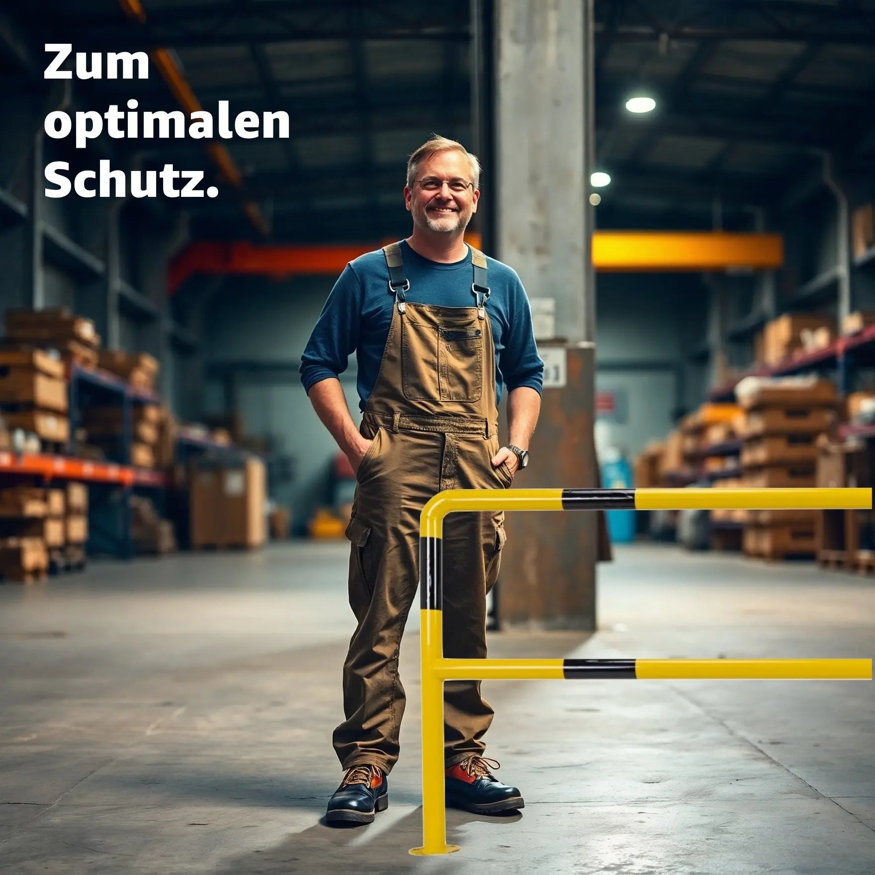 XL-Rammschutzbügel 200 x 100 cm Rammschutzgeländer, aus Stahl, zum Aufdübeln Lagerschutz.com